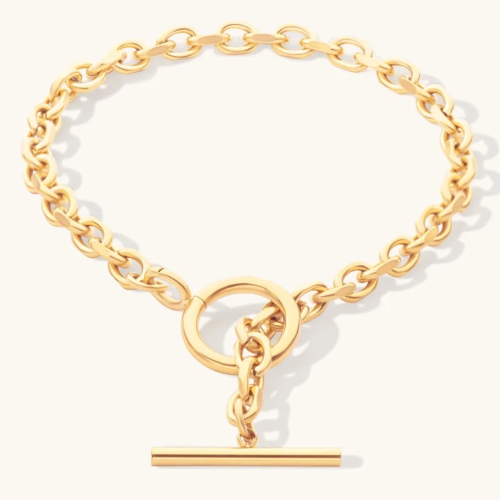 D. Louise Cuban T Bar Bracelet - 18.5cm / Gold- waterproof